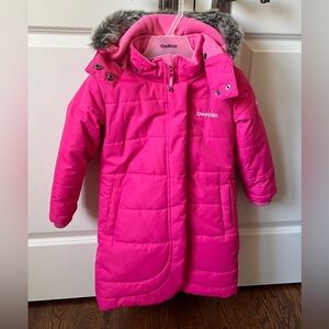 OshKosh B'gosh Girls Pink Puffer Winter Coat Parka Fleece-lined - Sz 4